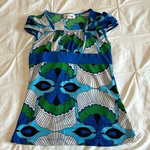 Byer Girl Kids Blue Cap Sleeves Square Neck Empire Waist Blouse Medium 8-10